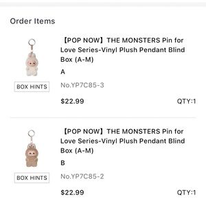 Labubu Pin for Love (the Monsters) Keychain - A and B